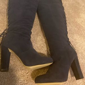 Women Blue Stiletto over the knee boots